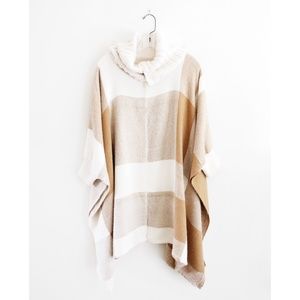 Apiece Apart Cream Brown Tan Alpaca Cowl Poncho OS